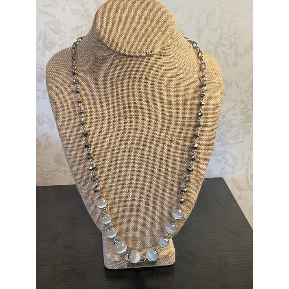 Lia Sophia Glass Moon Glow Necklace with Marcasite Beads